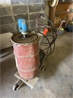 Grease barrel on rolling cart