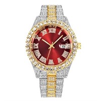 Custom Luxury Red Face White Sapphire Watch