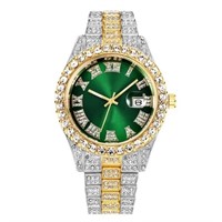 Custom Luxury Green Face White Sapphire Watch