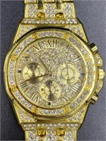 Yellow Gold Sapphire Crystal UNISEX Luxury Watch