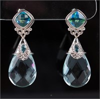 Jewelry Sterling Silver Sajen Blue Stone Earrings