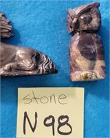 696  CARVED STONE HORSE & OWL FIGURES (N98)
