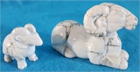 696 - 2 PCS CARVED TURQUOISE RAM FIGURES (N71)