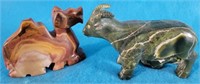 696 - 2 PCS CARVED STONE ANIMALS (N96)