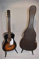 Silvertone Parlor Guitar, bent tuning peg, missing