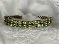 Sterling Silver & Peridot Gemstone Cuff Bracelet