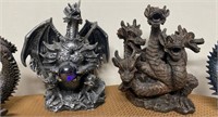 J - LOT OF 4 MOLDED MEDIEVAL DRAGON FIGURINES