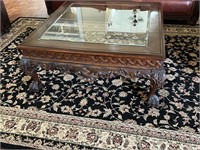 Chippendale Style Coffee Table w/ Glass Insert Top