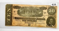 1864 Confederate $10 Bill CIRCULATED