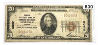 1902 $20 National Note Norfolk,VA