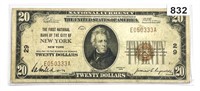1929 $20 New York National Bank Note Note
