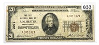 1929 $20 Rochester, PA National Bank Note