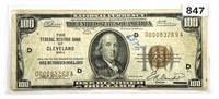 1929 $100 Cleveland, OH National Bank Note