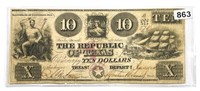 1840 $10 Republic of Texas Note