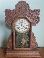 Antique Attleboro Clock Co Gingerbread Clock w Key
