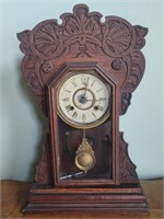 Antique New Haven Clock Co Gingerbread Clock w Key