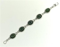 Sterling Silver Green Agate Bracelet