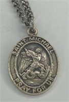 Sterling Silver St. Michael Pendant Necklace