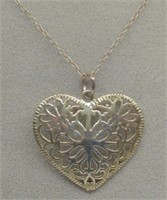 Vtg. Sterling Silver Heart Pendant Necklace