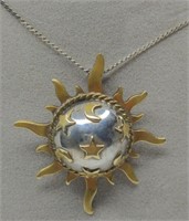Vtg. Sterling Celestial Chime Bell Necklace