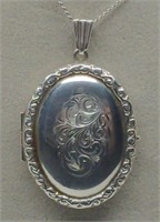 Vtg. Sterling Silver UK Locket Necklace