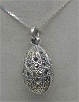 Sterling Silver Marcasite Pendant Necklace