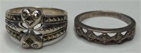 Lot of two vintage  Sterling silver rings