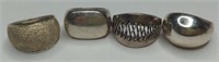 Lot of 4 Sterling silver rings, total weight