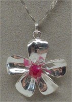 Sterling Flower Pendant Necklace