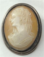 Antique Sterling Silver Cameo Brooch/Pendant