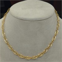Sterling Gold Tone Hammered Chain Link Necklace