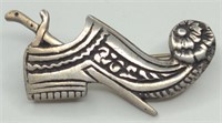 Antique 800 Silver European Jester Shoe Brooch