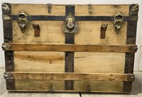 (X) Wood Trunk w/ Leather Handles And Corbin