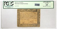 1776 Maryland Colonial Currency $2/3 PCGS 25
