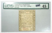 1780 Connecticut Colonial Note 5 Shillings PMGXF45