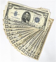 1934 US Blue Seal Five Dollar Bills