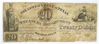 1837 Texas Twenty Dollar Bill