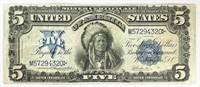1886 $5 Indian Silver Certificate RARE