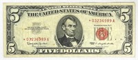 1963 US Red Seal $5 Legal Tender