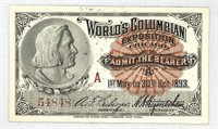 1893 World's Columbian Expo Ticket
