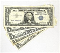 (5) 1957 $1 Silver Certificates CLOSELY UNC