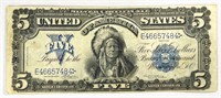 1899 $5 Indian Silver Certificate RARE CLOSELY UNC