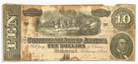 1864 Confederate $10 Note CIRCULATED