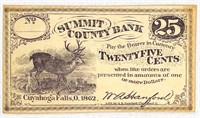 1862 25c Summit County Bank OH Fractional Note