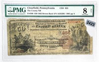 1882 $50 Clearfield PA NB Note PMG VG 8