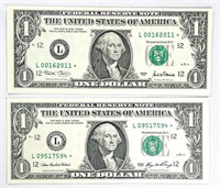 2001 & 2006 $1*Star Note Federal Reserve Notes UNC