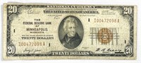 1929 $20 Minneapolis MN National Bank Note