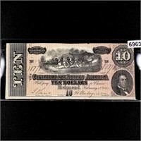1864 Series - $10 Dollar Confederate States Note