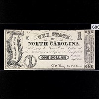 1860's $1 Dollar Note NORTH CAROLINA