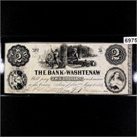 1854 Series $2 DOLLAR, THE BANK OF WASHTENAW